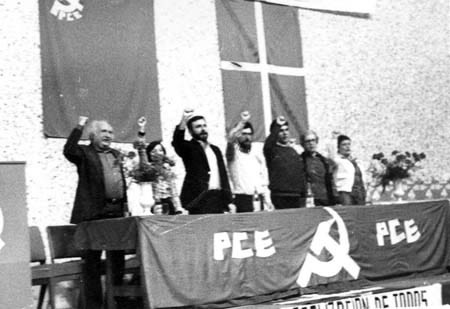 1977, en un mítin del PCE.